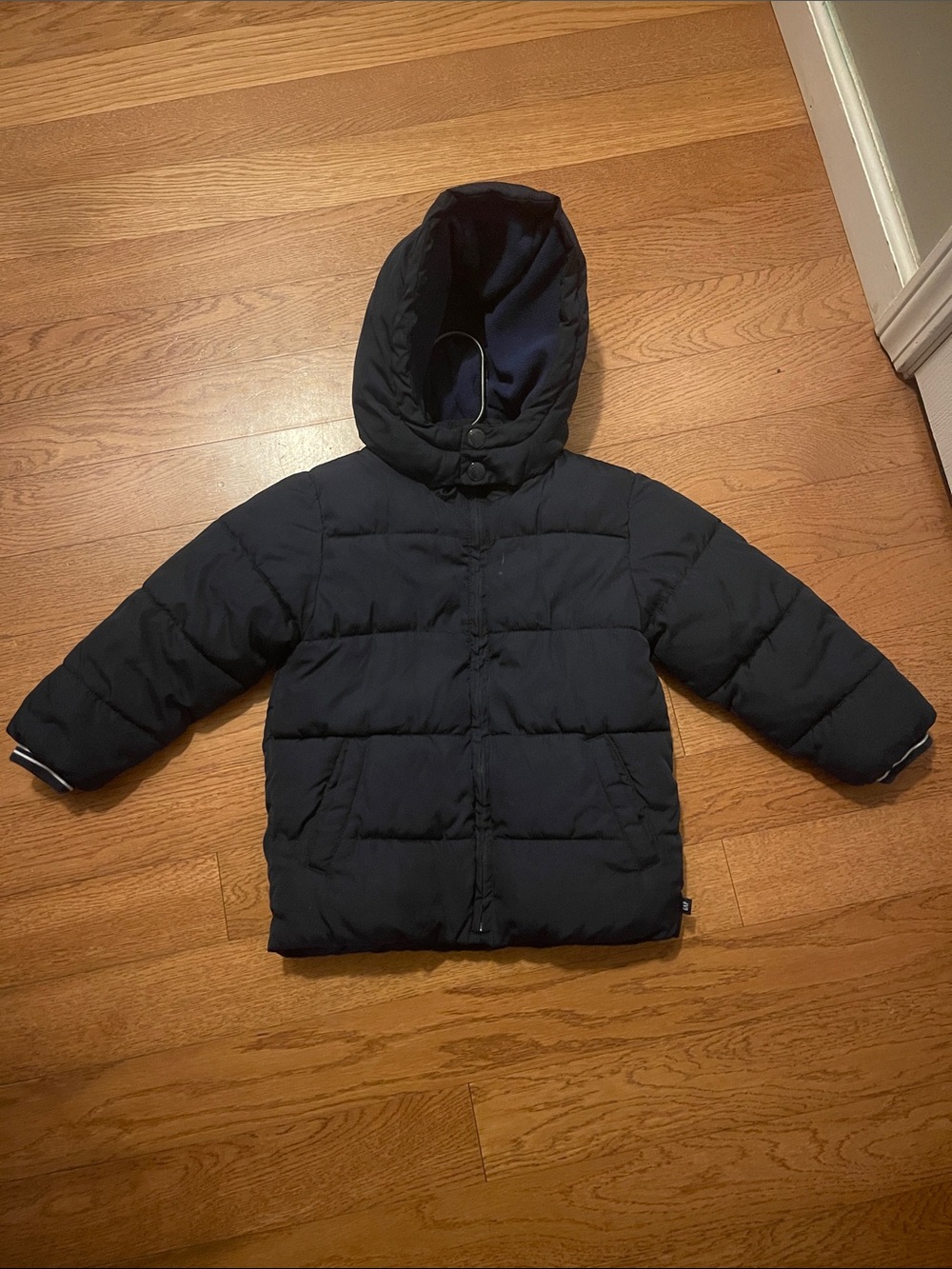 Kids Puffer Hooded Jacket - Navy